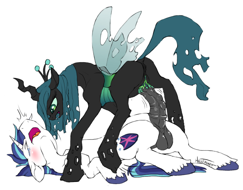 2013 alpha_channel black_skin blue_hair blush changeling crown cutie_mark equine female feral friendship_is_magic fur green_hair hair hellticket horn horse horsecock male my_little_pony open_mouth penis pony pussy queen_chrysalis_(mlp) shining_armor_(mlp) signature tears two_tone_hair unicorn white_fur wings