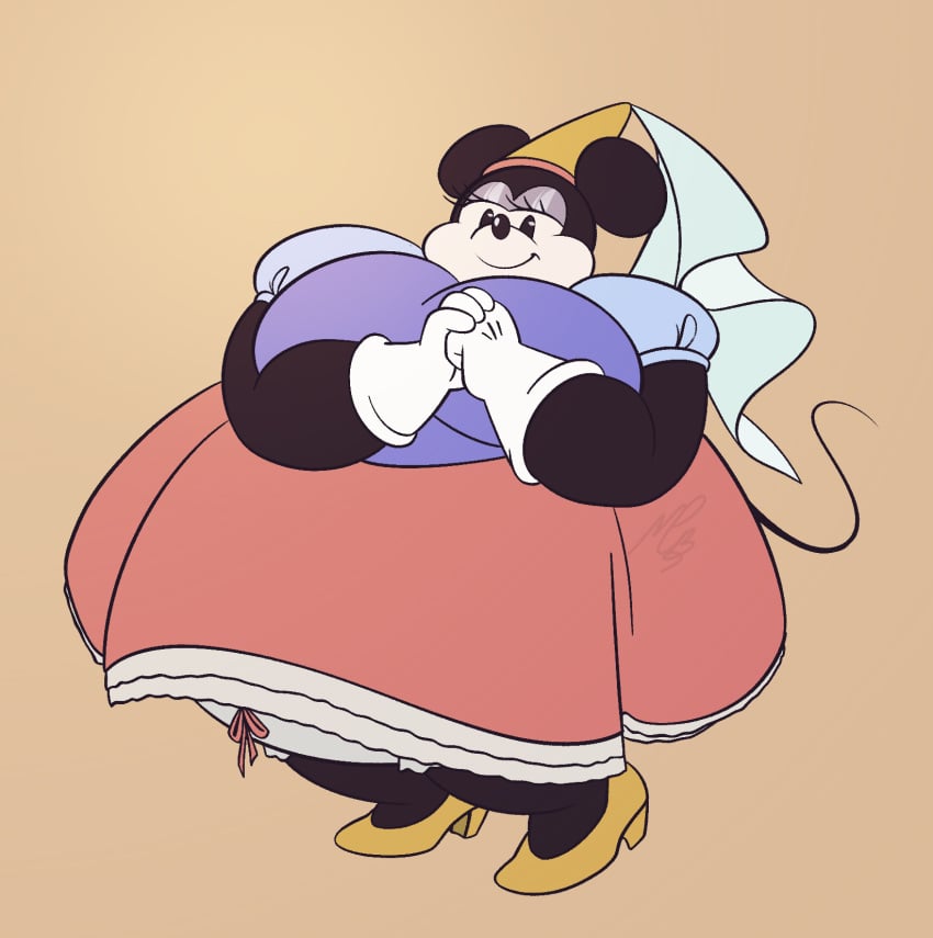 1girls anthro bbw belly breasts breasts_bigger_than_head disney dress female female_only huge_thighs minnie_mouse misspiggyberry mouse princess public_domain rodent royalty tagme