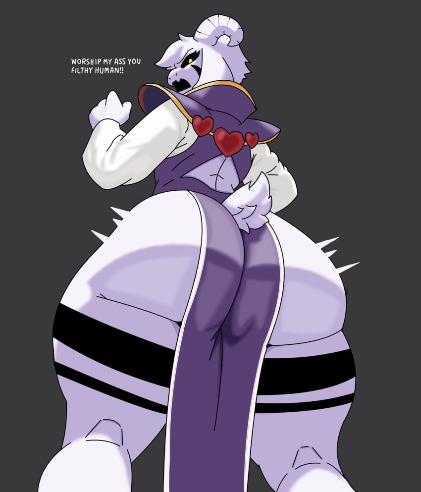 1boy 1male 2025 2d 2d_(artwork) alternate_ass_size anthro anthro_only asriel_dreemurr asriel_dreemurr_(god_form) ass ass_focus big_ass big_butt butt dialogue english english_dialogue english_text femboy femboy_only goat high_resolution highres insulting_viewer low-angle_view male male_only nitrozo presenting presenting_hindquarters solo solo_femboy solo_male text undertale undertale_(series) white_body