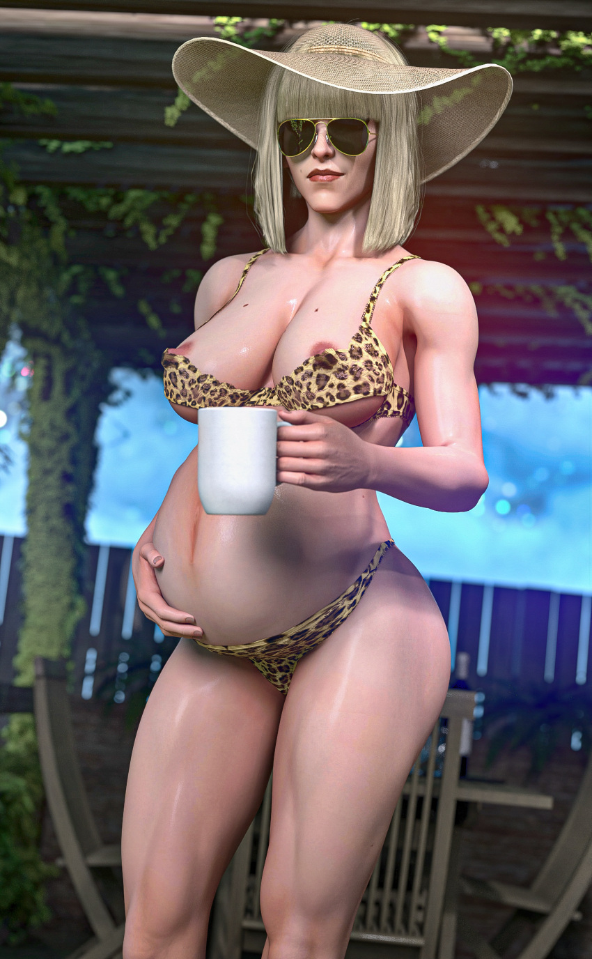 3d ashe_(overwatch) big_ass big_belly big_breasts big_butt blizzard_entertainment blonde_hair bryn brynhildr93 curvy digital_media_(artwork) female female_only overwatch pregnant standing voluptuous voluptuous_female