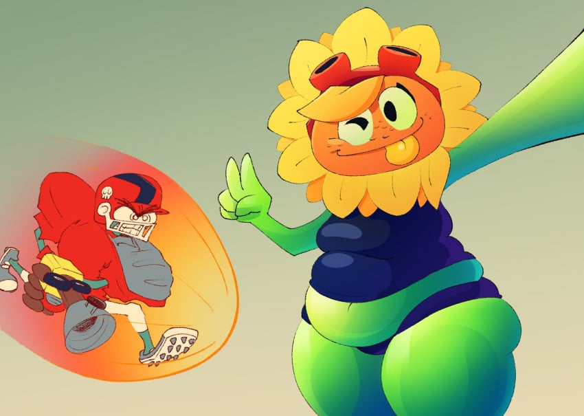 1girls all-star_(pvz) anthro anthrofied ass breasts breasts chubby female flora_fauna octogoon plant plant_girl plant_humanoid plantie plants_vs._zombies plants_vs_zombies popcap_games pussy solar_flare_(pvz) sunflower_(pvz) zombie zombie_(pvz)