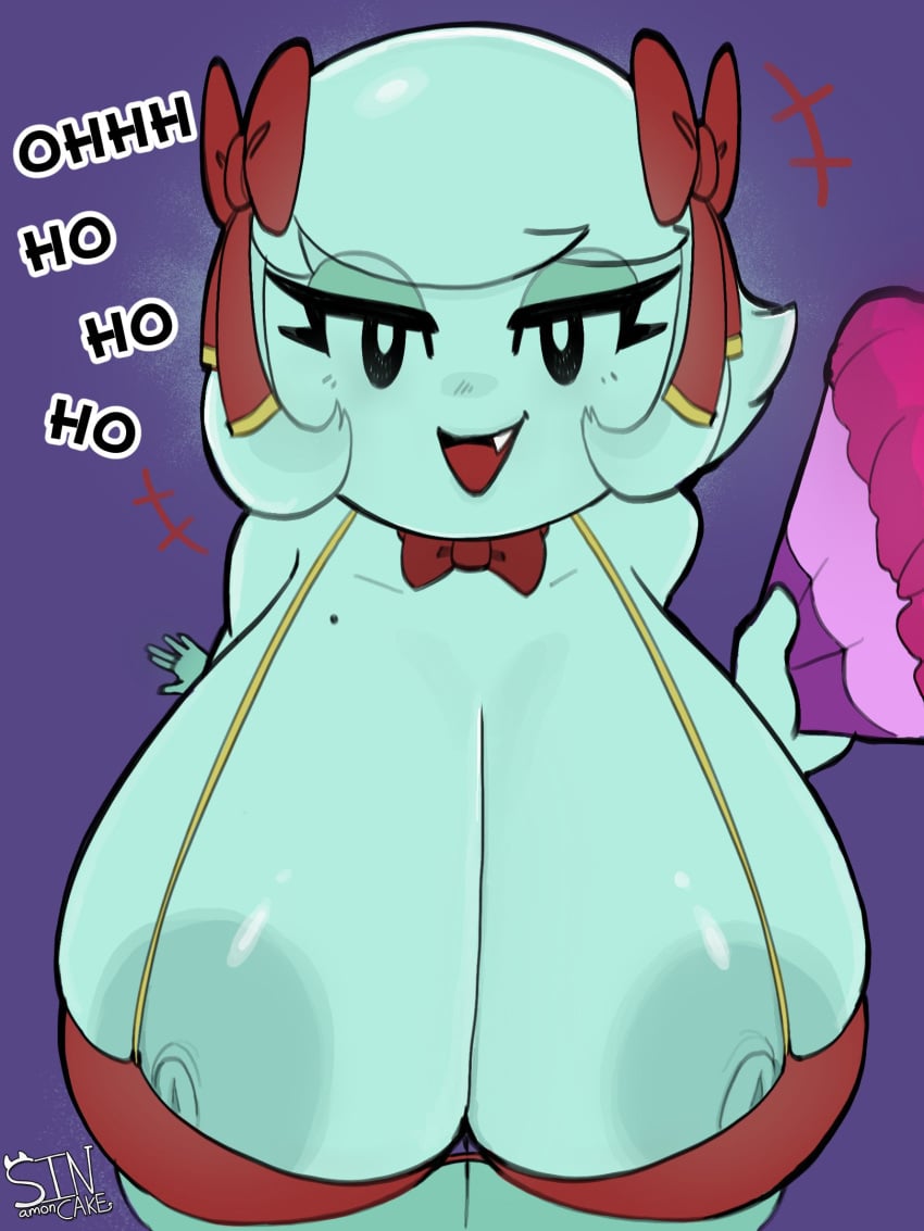 anthro big_breasts ghost_girl huge_breasts lady_bow lady_bow_with_a_body nintendo paper_mario sinamoncake1 thigh_clothes whore_eyes