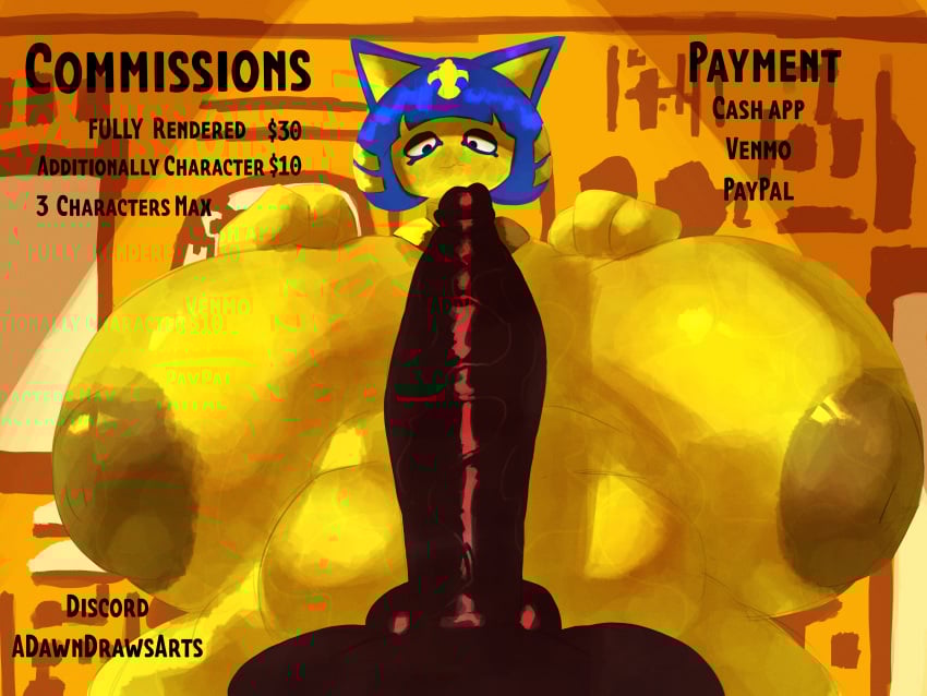 1girls adawndraws animal_crossing ankha female huge_breasts tagme