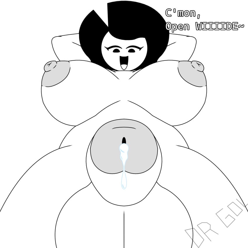 2d 2d_(artwork) 2d_artwork areola arms_up ballsack black_hair breasts breasts_bigger_than_head cum_drip dr_gol. dripping_cum dripping_penis english_text erect_nipples erect_penis erection friends friends_with_benefits gol_(dr_gol) hands_behind_head large_breasts looking_at_viewer melissa_(sultryscribz) nipples off_screen_male_character open_mouth original pov standing standing_over_viewer taker_pov taker_pov_male talking_to_viewer teasing teasing_viewer trans_woman transfem viewer_pov white_body