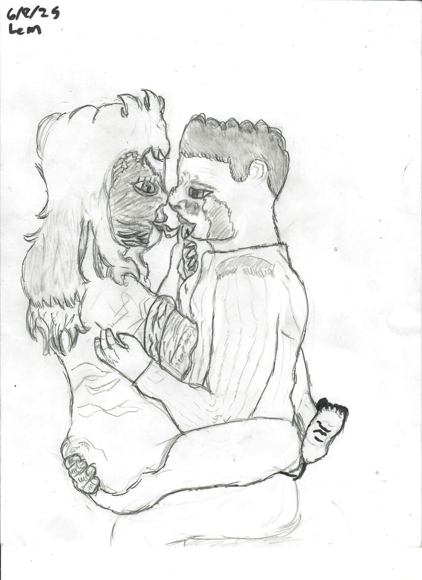 1boy1girl bite_mark bottomless clothed cowgirl_position eddsworld face_to_face grabbing_ass looking_at_another nose_to_nose oc saliva_string scar scar_on_face straddling tongue_out tori_(eddsworld) traditional_media_(artwork)