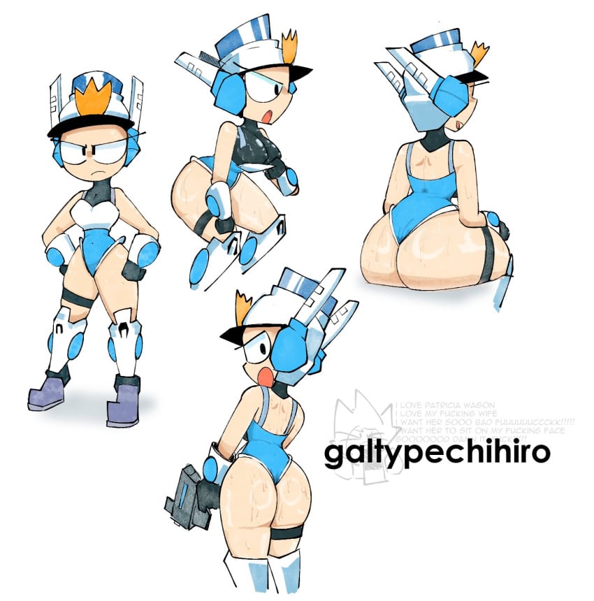 1girls ass female galtypechihiro leotard looking_back mighty_switch_force patricia_wagon solo sweat sweaty sweaty_butt thick_thighs