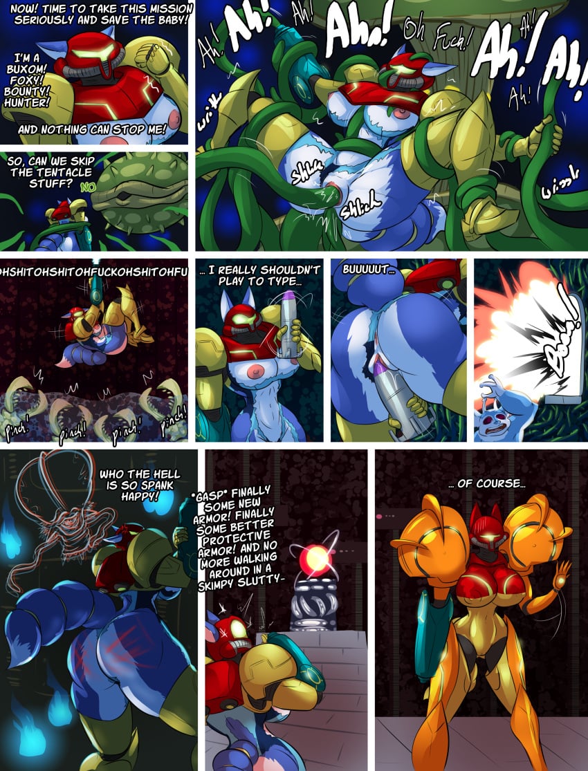 absurd_res alien anthro canid canine carnivorous_plant english_text female fox hi_res krystal_(star_fox) mammal metroid nintendo plant samus_aran star_fox text thebigbadwolf01