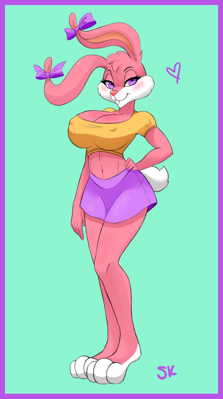 babs_bunny breasts clothing heart nipples_through_clothes purple_eyes sokerikaneli tiny_toon_adventures