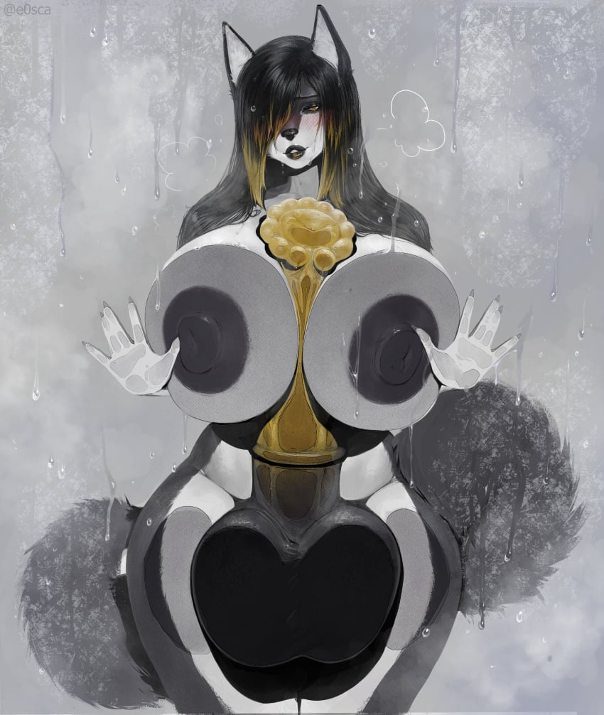against_glass animal_ears animal_genitalia e0sca futanari huge_breasts