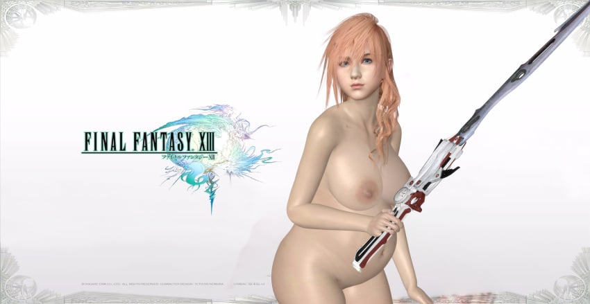 1girls 3d breasts claire_farron devonsniegowski94 eclair_farron final_fantasy final_fantasy_xiii naked nude pregnant pussy simple_background vagina