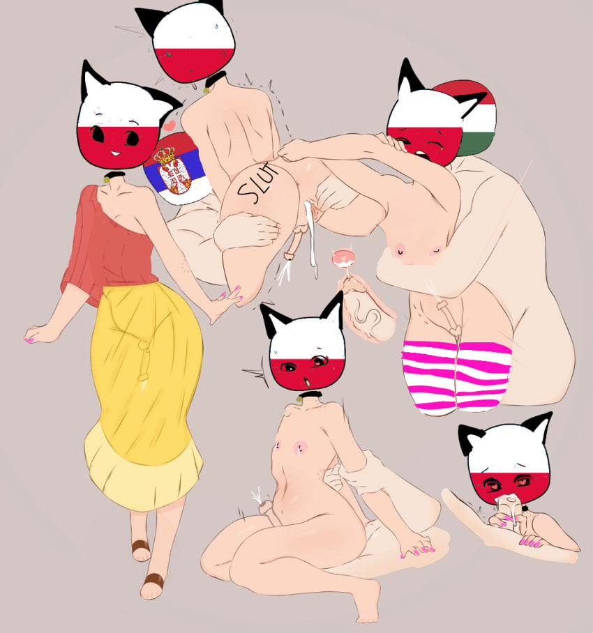 3boys cat_ears clothed collar countryhumans cum_in_ass cum_in_mouth edit femboy flawsystyle gay gay_sex hungary_(countryhumans) multiple_images painted_nails poland_(countryhumans) serbia_(countryhumans) shocked stripped_thighhighs thighhighs