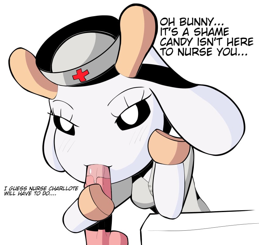 anonymous_artist anthro blowjob bunny_maloney bunny_maloney_(character) charlotte_(bunny_maloney) clothed clothing dialogue english english_text female furry goat goat_horns male nurse nurse_cap nurse_clothing nurse_hat nurse_uniform penis request requested sucking sucking_penis tagme