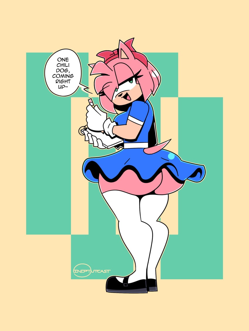 1girls amy_rose anthro ass big_ass bubble_butt dat_ass fat_ass female female_only hedgehog huge_ass ineptoutcast large_ass looking_at_viewer looking_back no_panties notepad png solo sonic_(series) sonic_the_hedgehog_(series) thick_ass thick_thighs waitress wide_hips