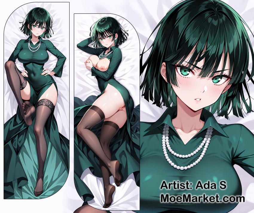 1girls ass bangs dakimakura fubuki_(one-punch_man) green_eyes green_hair moemarket one-punch_man