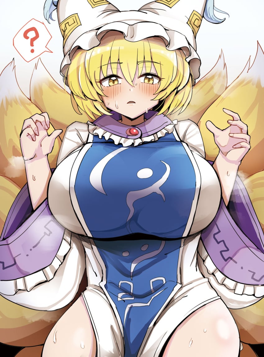 1girls big_breasts blush bra breasts cleavage clothed clothing dizsonyasuna female fox_ears fox_girl kitsune large_breasts ran_yakumo solo tagme touhou