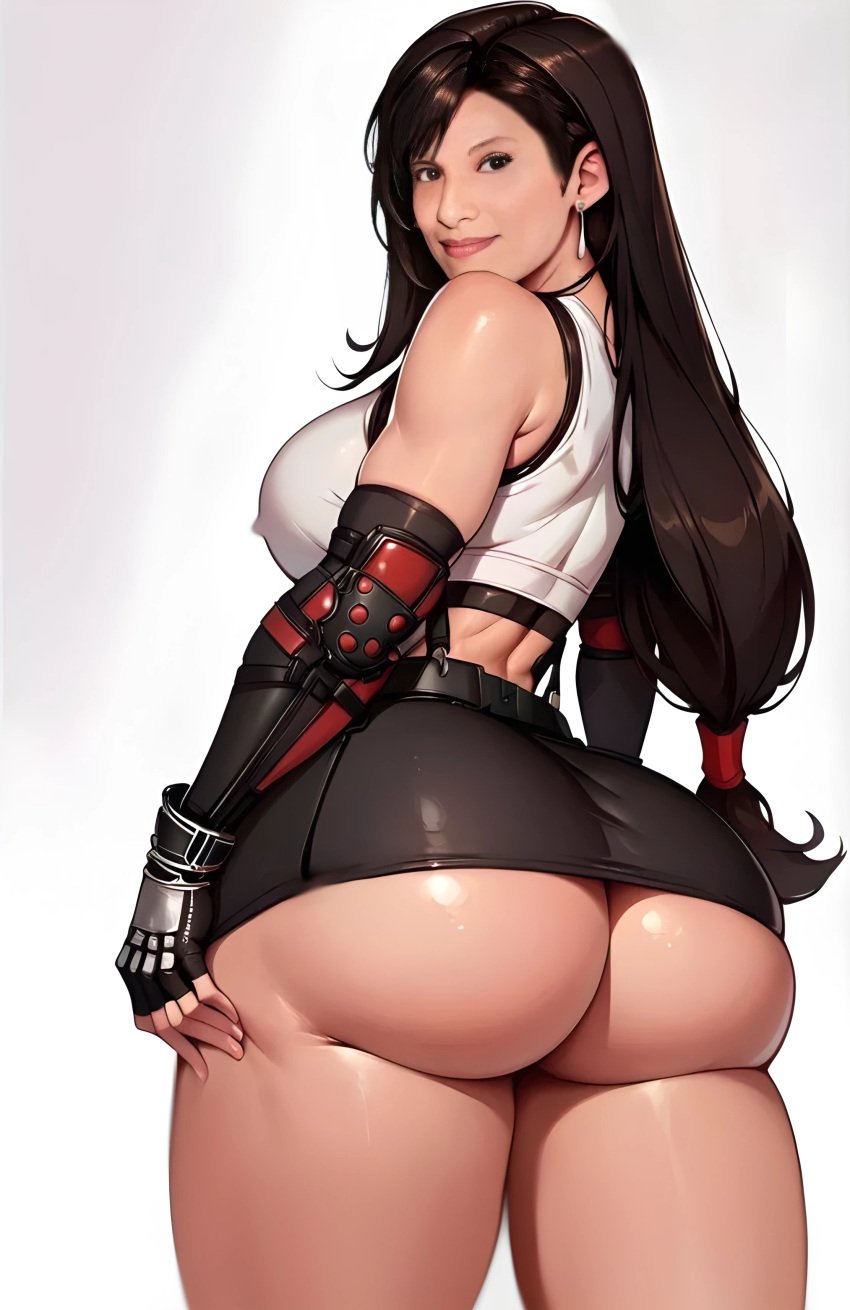 1female 1girls absurdres ai_generated ass bitch bitch_hime hentai looking_up miniskirt provocative sensual tifa_lockhart