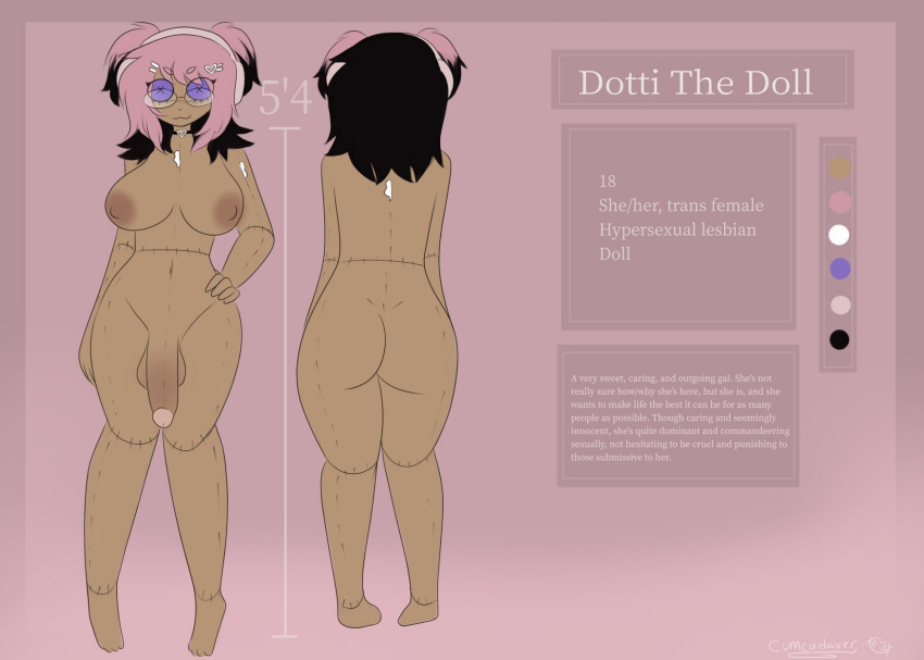 button_eyes cumcadaver dickgirl doll dotti futanari oc original_character reference_sheet