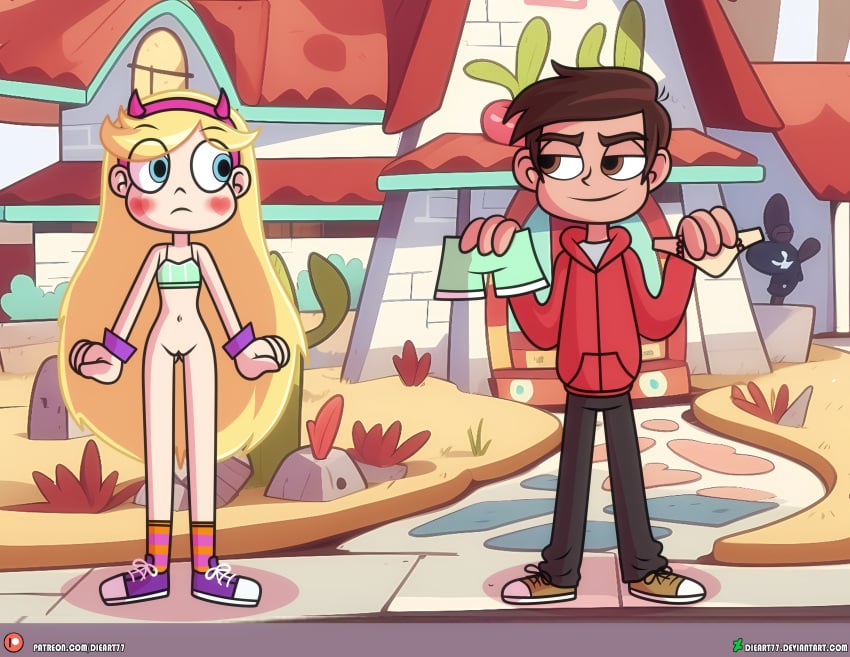 arm_bracelets background bottomless bottomless_female commission dieart77 disney disney_channel disney_xd embarrassed embarrassed_nude_female enf latino marco_diaz short_socks sneakers sneaky sports_bra sports_shorts standing star_butterfly star_vs_the_forces_of_evil truth_or_dare underwear white_female