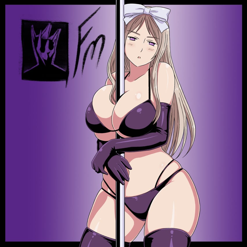 1girls axis_powers_hetalia belarus_(hetalia) big_breasts bikini blonde_hair breasts clothed clothing cowboy_shot elbow_gloves female female_only fungus-man hairbow light-skinned_female light_skin long_hair looking_at_viewer open_mouth purple_hair self_upload skindentation solo solo_female standing stripper stripper_pole tagme thick_thighs thighhighs wide_hips