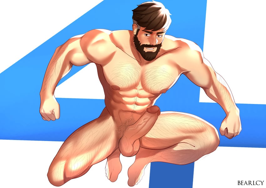 bara beard bearlcy big_penis brown_eyes brown_hair erection facial_hair hairy hairy_arms hairy_chest hairy_legs hairy_male looking_at_viewer male male_only marvel marvel_rivals mr_fantastic mr_fantastic_(marvel_rivals) muscular muscular_male naked nipples nude penis pubic_hair reed_richards smiling vein veiny_penis