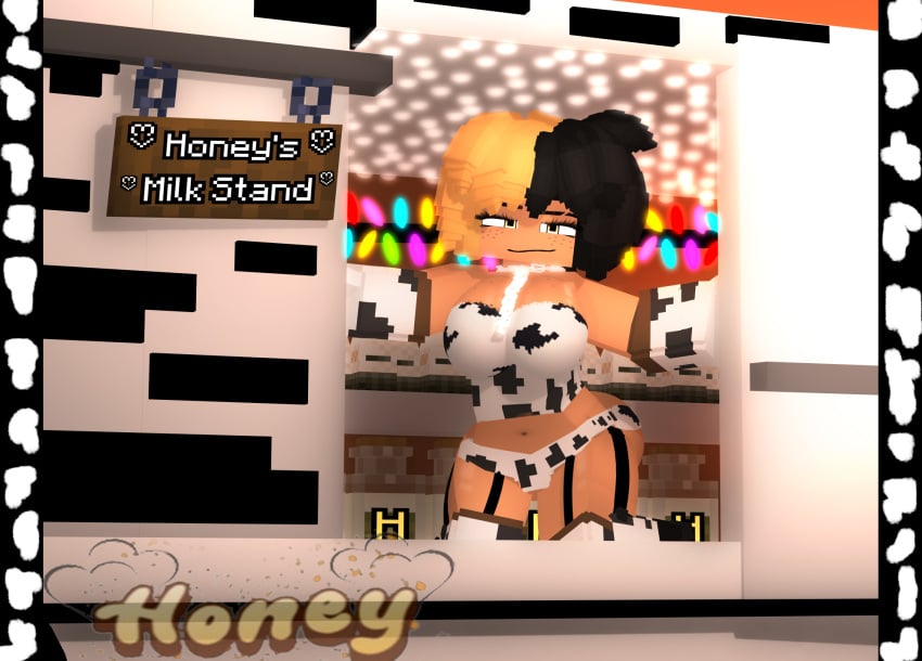 3d black_and_blonde_hair female honey_(theactualhoney) mine-imator minecraft theactualhoney