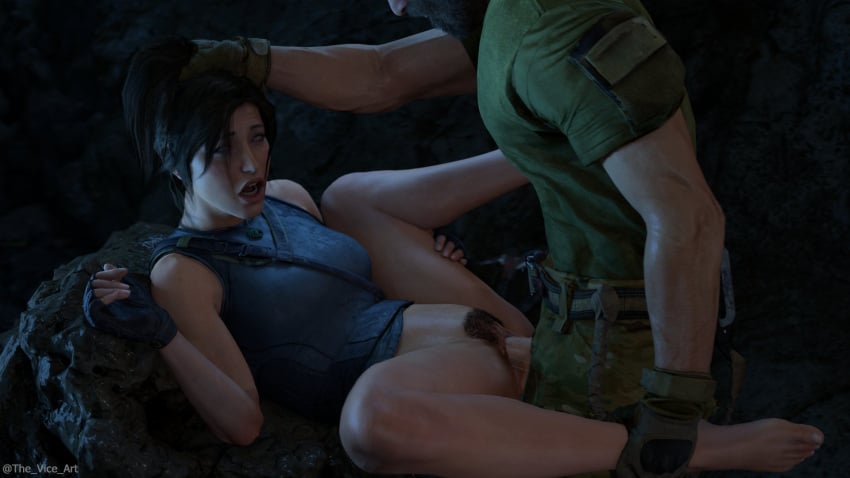 1boy 1female 1girls 3d bare_legs barefoot bottomless breasts brown_eyes brown_hair european european_female feet female female_focus labia labia_majora lara_croft legs legs_apart legs_held_open legs_spread long_legs male no_panties no_pants penetration pleasure pleasure_face pleasured pleasured_face pleasured_female ponytail pussy sex spread_eagle tank_top the_vice_art tomb_raider vagina vaginal_penetration wet