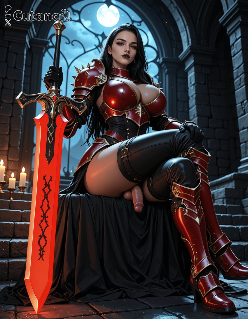 1futa abs ai_generated balls big_balls big_breasts breasts curvy cutanari dickgirl futa_only futanari looking_at_viewer nipples nsfw nude penis perfect_body ready_to_fuck small_waist smile solo tan_skin testicles warrior