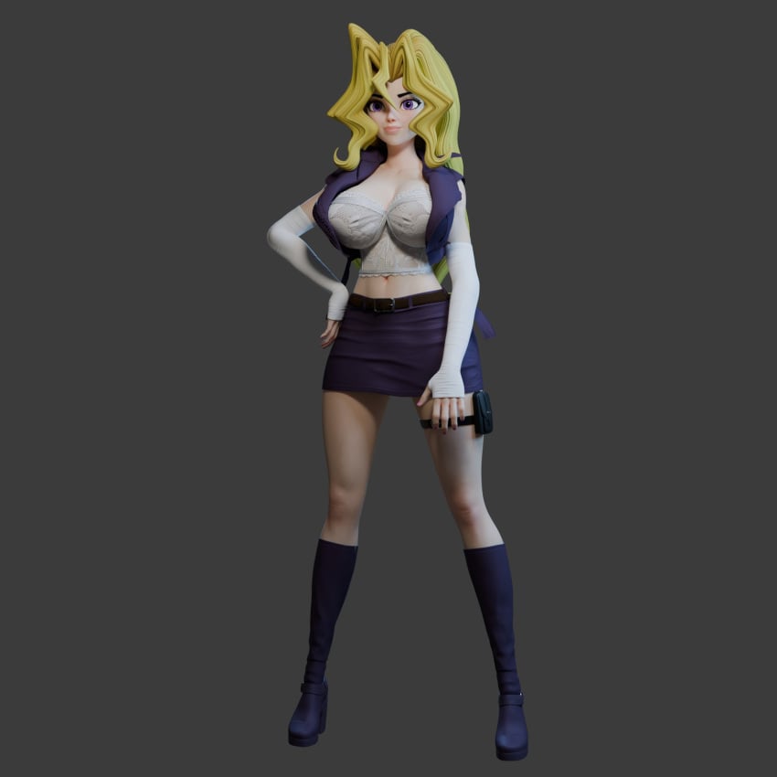 3d 3d_model female lia_3d mai_valentine yu-gi-oh!