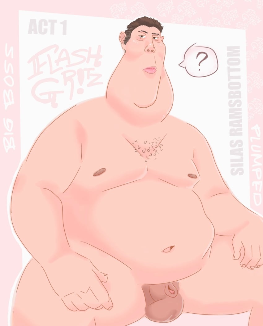 1boy 1male 1man balls ballsack belly belly_button boss brown_balls brown_cock brown_dick brown_eyes brown_hair brown_nipples brown_penis chest_hair chub chubby chubby_belly chubby_male cock despicable_me despicable_me_2 despicable_me_3 despicable_me_4 digital_media double_chin duplicate fat fat_arms fat_male fat_man fat_thighs flashgritz hairy_chest high_resolution highres long_head looking_at_viewer male male_only man_boobs man_tits manager naked naked_male nude nude_male old_male old_man older older_male page_1 page_number penis pink_background pink_lips plump question question_mark reupload reuploaded silas_ramsbottom sitting slicked_back_hair small_dick small_penis solo solo_focus solo_male solo_man stomach testicles tiny_penis wrinkles