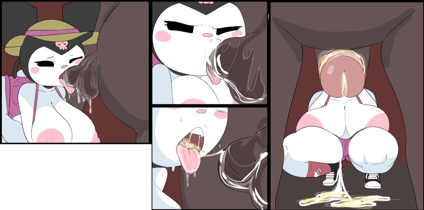 barn buckteeth hat hello_kitty hello_kitty_(series) horse horse_penis horsecock kuromi licking onegai_my_melody penis sanrio savagensfw stables white_body white_fur white_skin