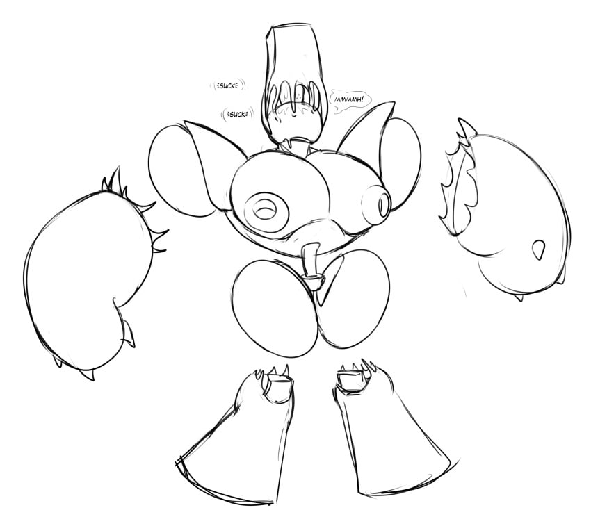 black_and_white bound chastity_(disambiguation) compression dragmon encasement english_text gaping gaping_mouth gaping_nipples gimp_suit hi_res male monochrome open_mouth squeezing takeover