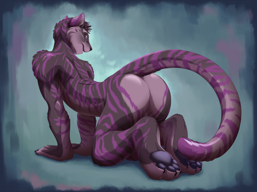 anthro ass feline fur furry hindpaw male male_only mestiso pads paws shiuk solo stripes tiger