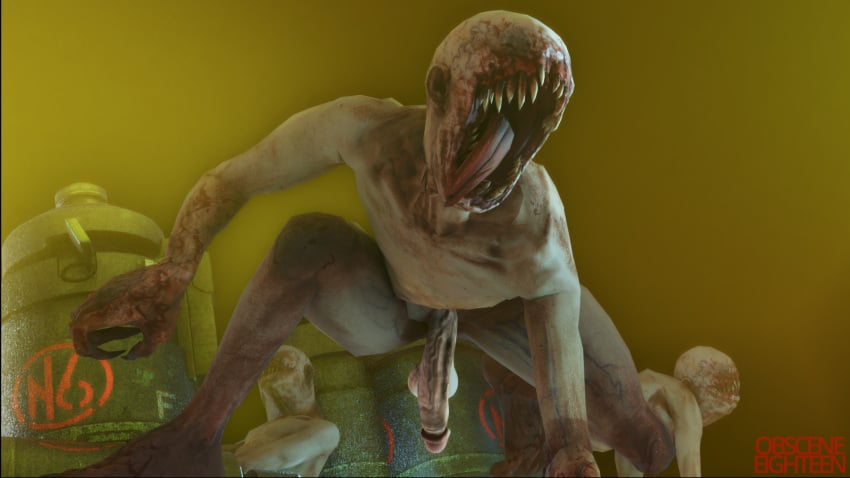 absurd_res activision anthro big_penis call_of_duty crawler_zombie_(call_of_duty) eyeless genitals group hi_res huge_cock humanoid_genitalia humanoid_penis male monster nude obsceneeighteensfm pale_skin penis skinny snarling teeth tongue tongue_out trio undead vein veiny_penis zombie