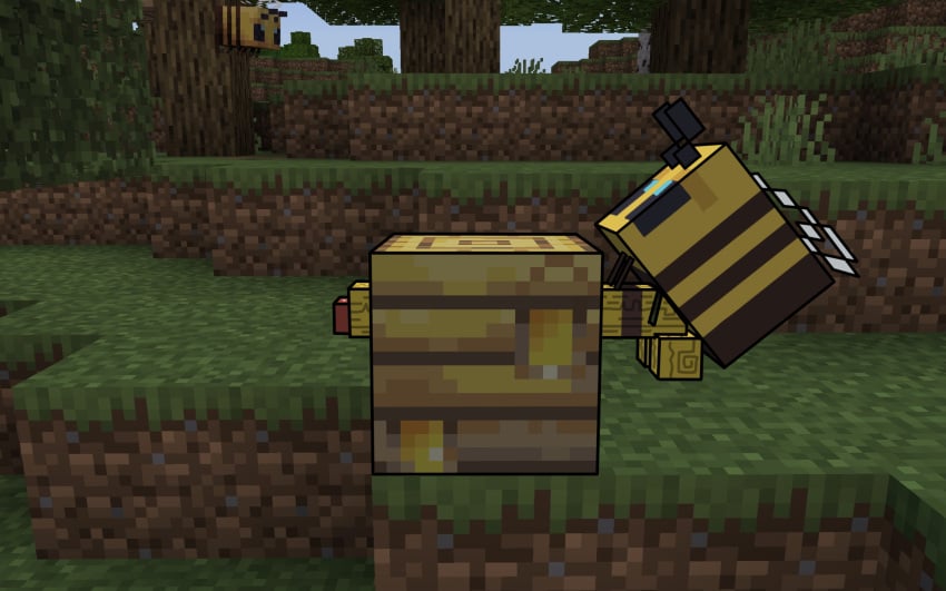 arthropod balls bee bee_(minecraft) bee_hive big_penis genitals grass hi_res hymenopteran hyper_penis insects male microsoft minecraft mjnvg159 mojang penis plant solo xbox_game_studios