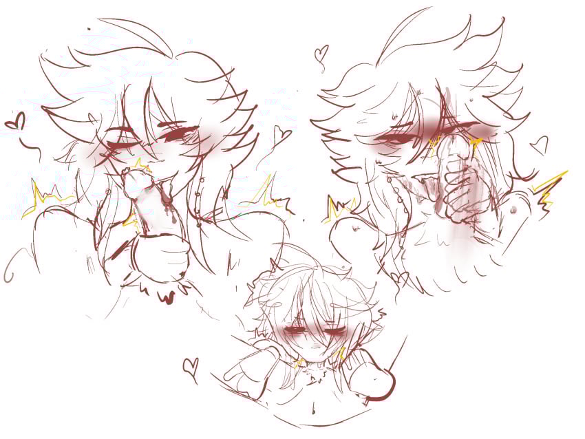 blowjob blowjob_face dandy's_world dick emo femboy licking licking_penis male mlm niko_neo original_character penis precum saliva seductive sex sharp_teeth shoulders sprout_(dandy's_world) sultry_eyes thighs tongue