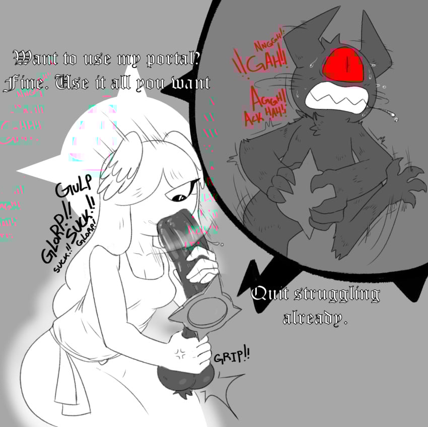 angel angry angry_sex ball_tuft ball_tugging ballbusting balls bodily_fluids clenched_teeth clothed clothing cock_and_ball_torture demon dialogue digitigrade duo english_text erection feathered_wings feathers fellatio female female_penetrated fur genital_torture genitals hair head_wings hi_res horn humanoid humanoid_genitalia imp krylon_(nylonheretic) male male/female male_penetrating male_penetrating_female male_ryona mammal mythology nilonhole non-euclidean_sex nude nylonheretic oral oral_penetration pain penetration penile penis portal portal_fellatio portal_fleshlight portal_sex revenge_sex sex shaking_head simple_background sweat teeth text thinking_with_portals tight_grip topwear tuft unusual_wing_placement wings