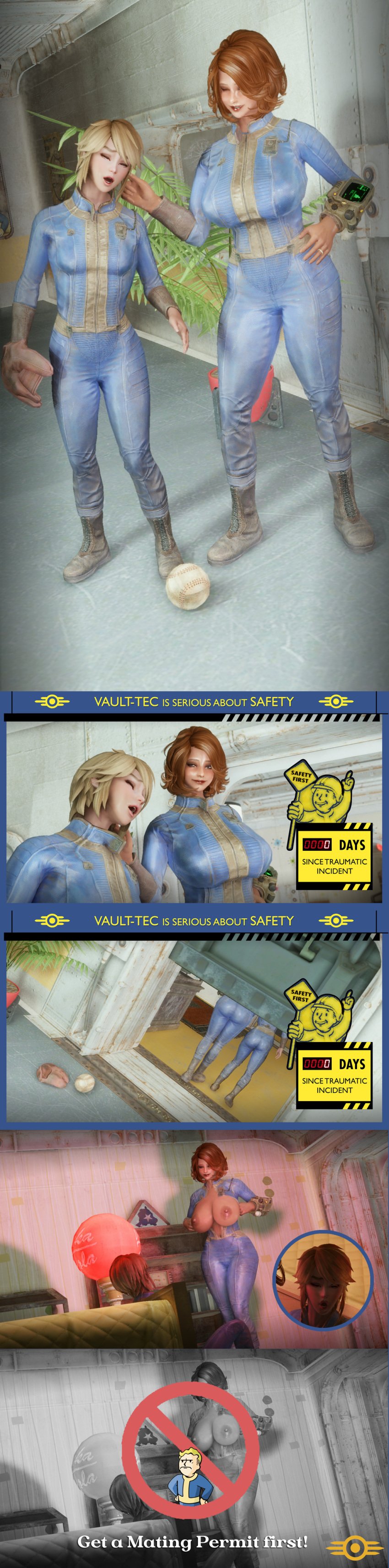 3d bethesda_softworks emotrashcan fake_advertisement fallout femboy imminent_sex link screenshot_edit showing_breasts size_difference vault_dweller vault_suit