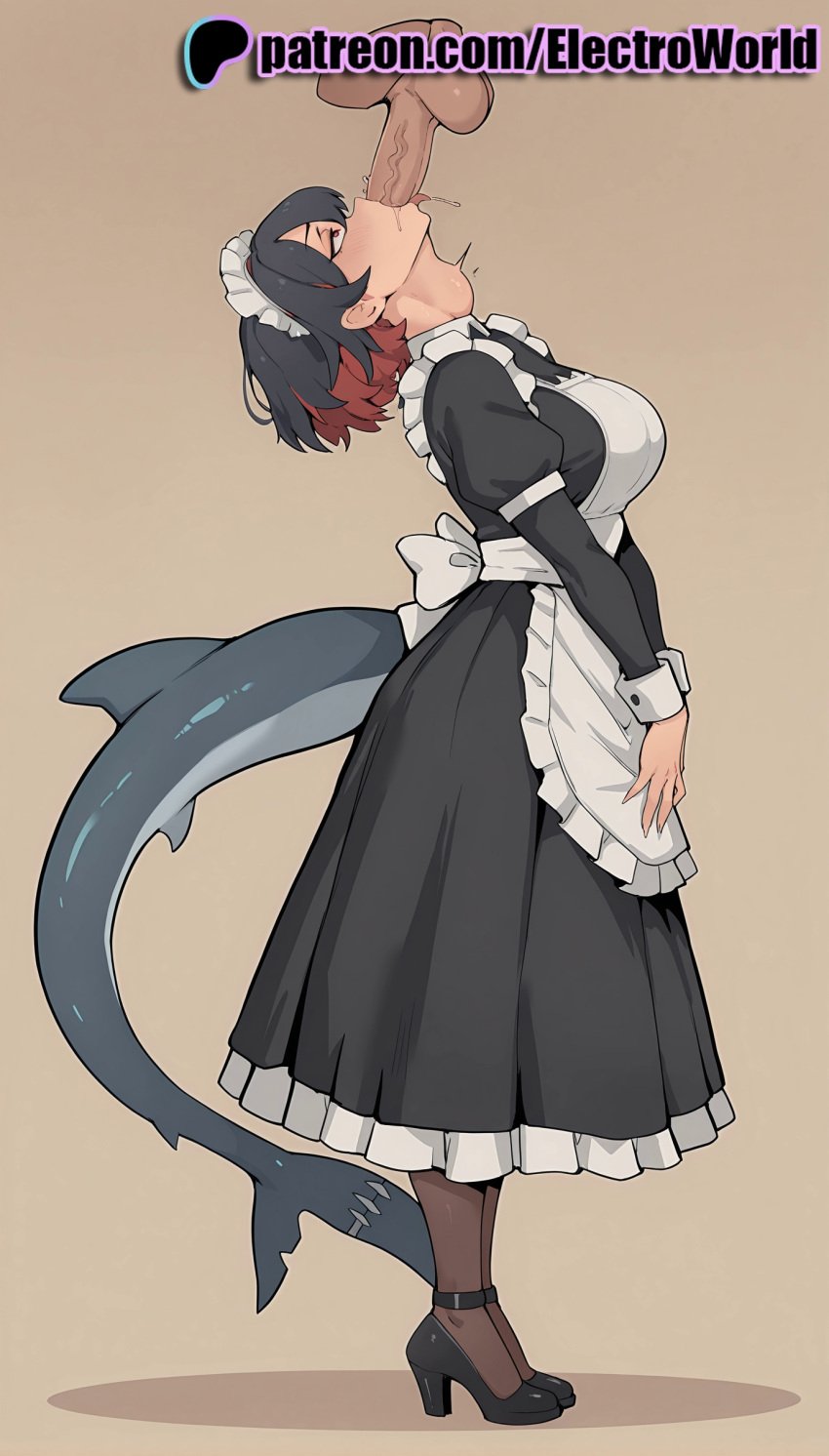 1boy 1girls 2025 ai_assisted ai_generated anime anime_girl anime_style apron artist_name balls big_breasts big_chest big_penis black_dress black_footwear black_hair blowjob blowjob_face blush breasts bust busty chest cock dick dress electroworld ellen_joe fellatio female hi_res high_quality high_resolution highres hoyoverse large_breasts licking long_sleeves maid maid_apron maid_headdress male mihoyo monster_girl multicolored_hair oral oral_sex patreon patreon_username penis puffy_sleeves red_hair short_hair solo_focus stable_diffusion straight sucking testicles uncensored veiny_penis watermark white_apron zenless_zone_zero
