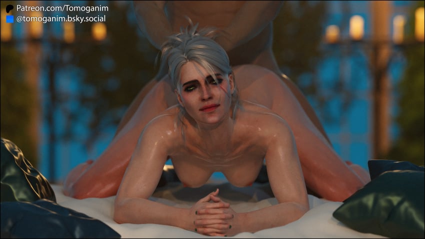 3d ass breast breasts ciri completely_nude doggy_style female green_eyes head_grab light-skinned_female light-skinned_male male nipples nude penetration scar sex the_witcher_(series) the_witcher_3:_wild_hunt tomoganim white_hair