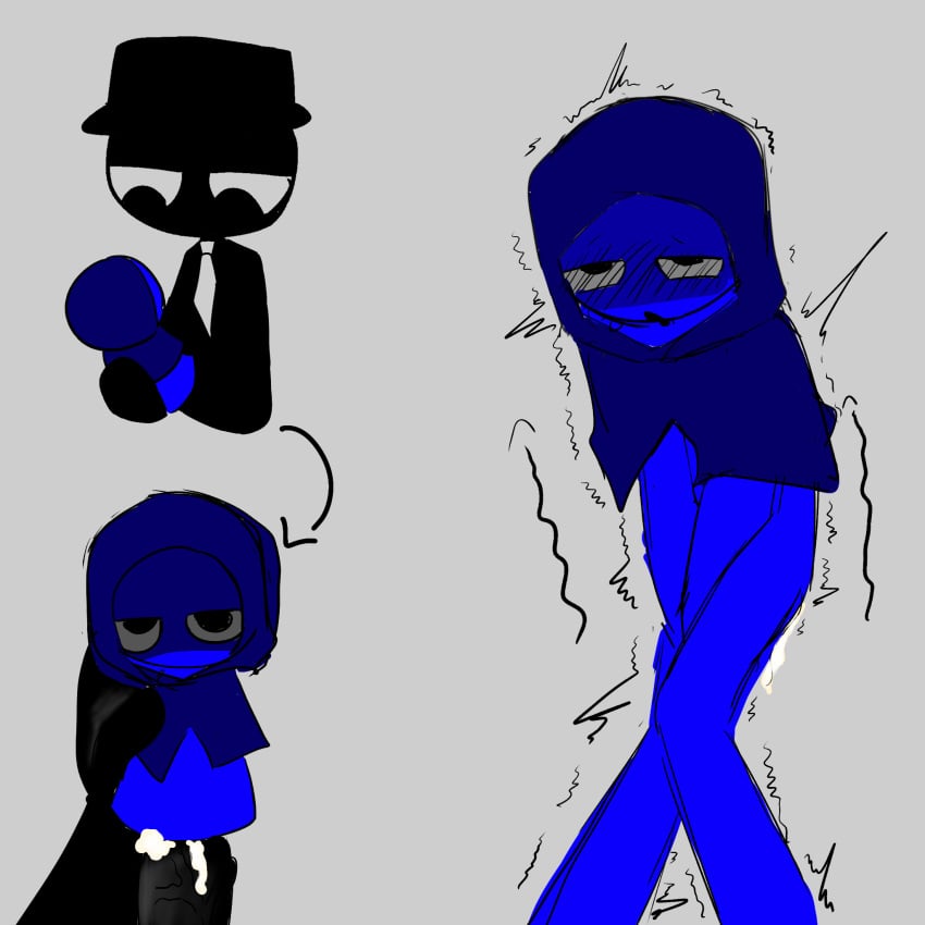 ahe_gao black_(sprunki) black_body black_hat blue_(sprunki) doll incredibox jevin_(sprunki) plushophilia shaking sprunki tagme voodoo voodoo_doll