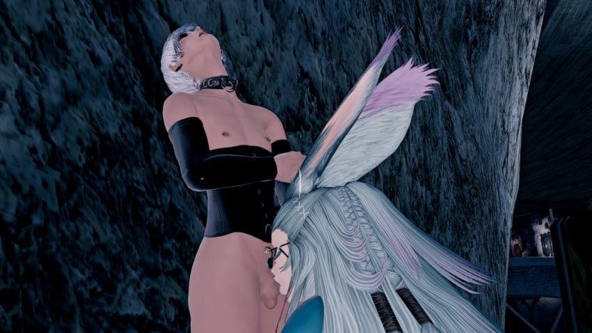 1femboy aura choker cum domme fellatio female femboy final_fantasy_xiv male/female nipples orgasm penis pity_sex prejac_training testicles viera