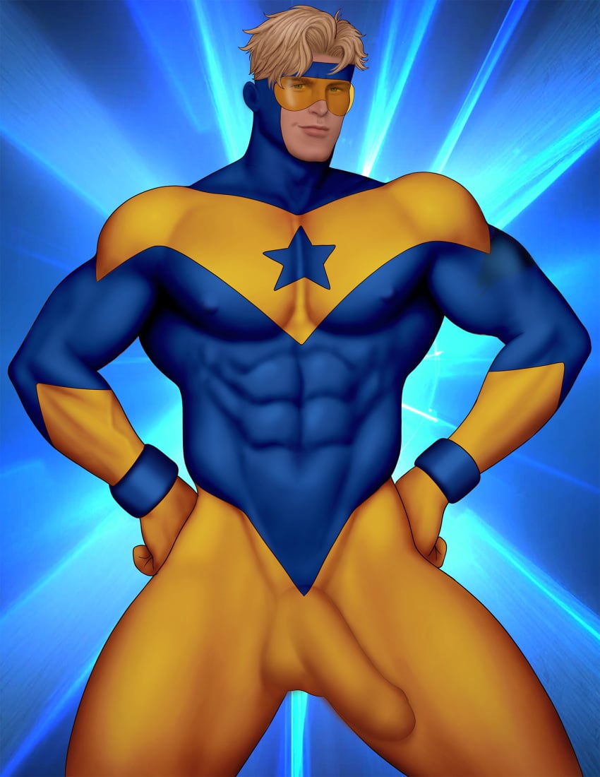 1boy abs bara biceps big_bulge big_penis booster_gold bulge caucasian caucasian_male dc drawnpr0n hands_on_hips huge_bulge huge_cock justice_league_international male male_only michael_carter muscles muscular muscular_male pecs solo solo_male superhero thick_thighs