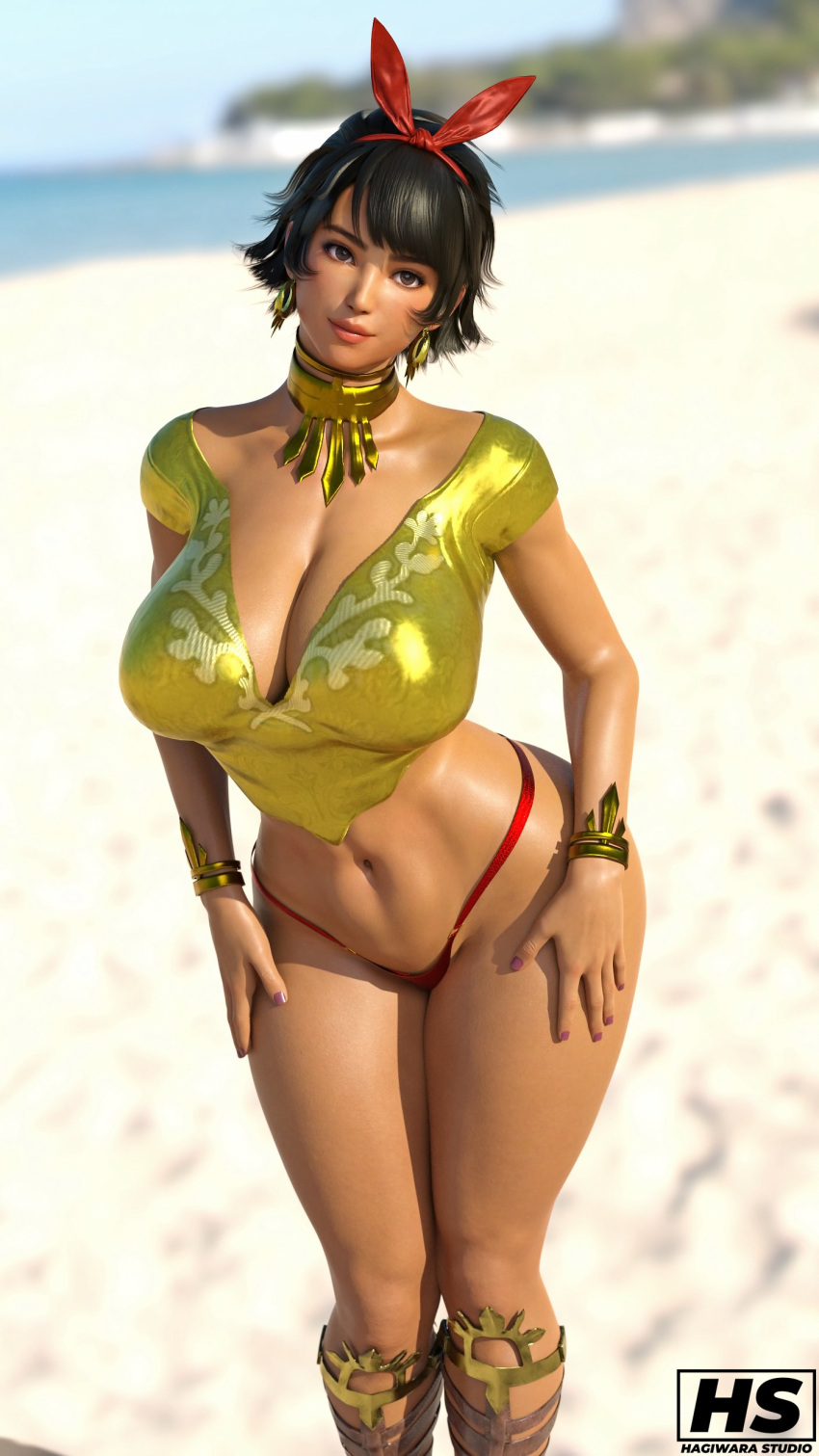 1girls 3d abs ass big_ass big_breasts black_hair bracelet brown_eyes cleavage dark-skinned_female dark_skin earrings female female_only hagiwara_studio josie_rizal legs medium_hair namco nipples panties pinup solo solo_female tagme tekken tekken_7 thick_thighs thighs thong wide_hips