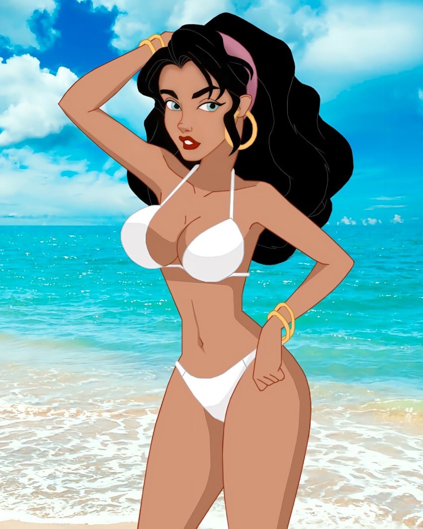 alternate_costume breasts carlshocker esmeralda female female_only outdoors outside swimsuit tagme the_hunchback_of_notre_dame