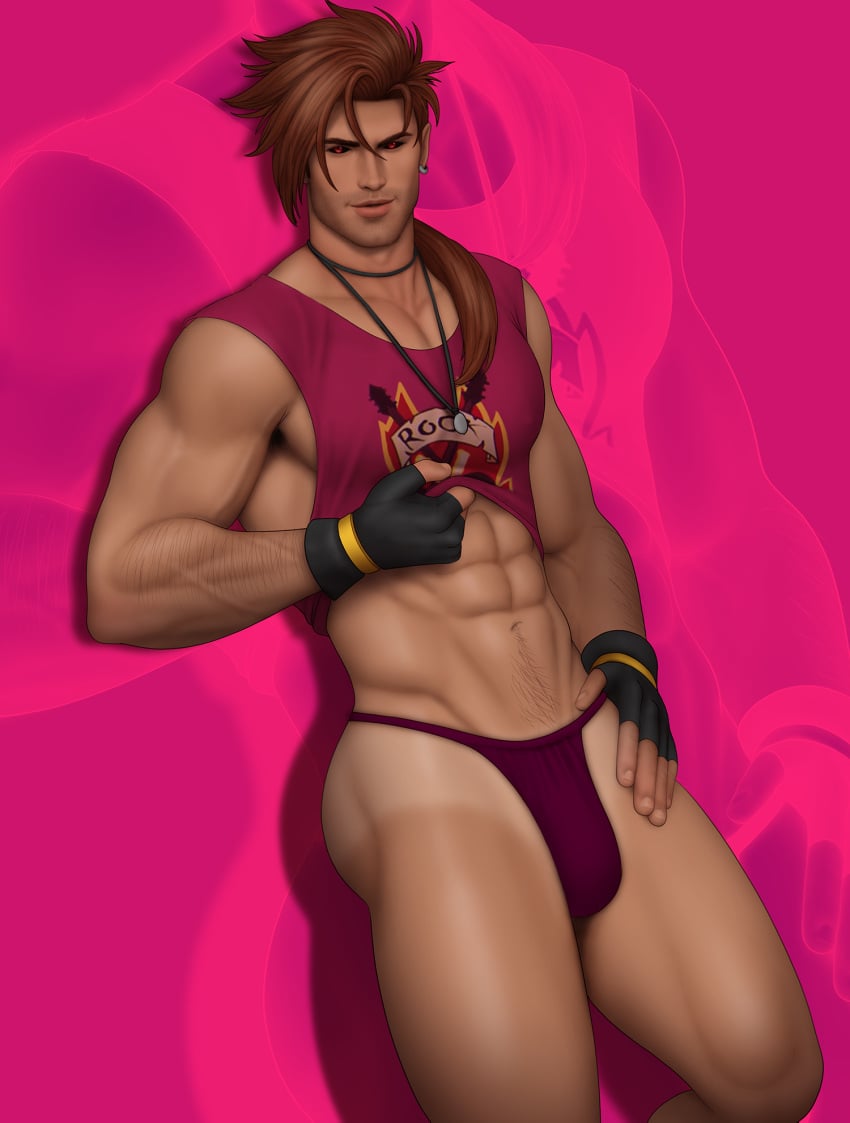 1boy abs biceps big_bulge bulge caucasian caucasian_male drawnpr0n gambit huge_bulge male male_only marvel marvel_comics muscles muscular muscular_male remy_lebeau shirt_lift smooth_skin solo superhero tanline thong uncensored x-men x-men_97 yaoi