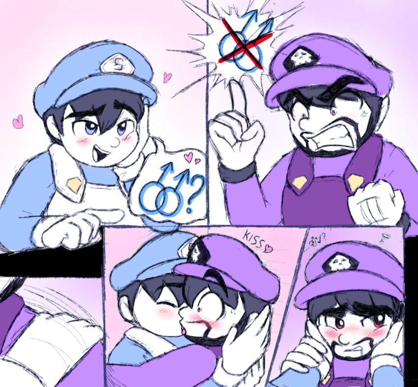 blush comic gays kissing male/male male_only smg3 smg4 smg4_(character) to_be_continued