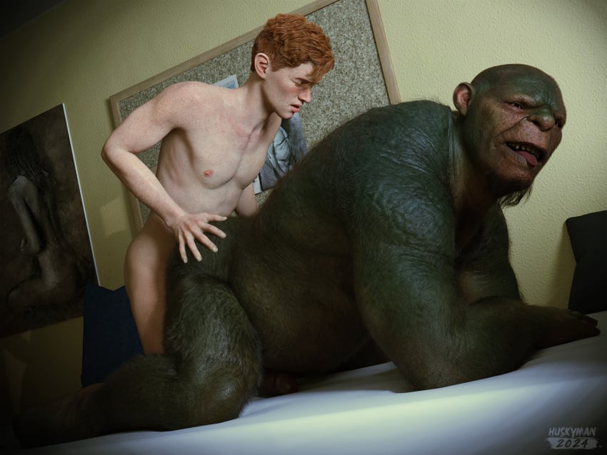 3d anal anal_sex anthro bareback digital_media_(artwork) duo genitals hi_res human humanoid humanoid_genitalia huskyman24 interspecies male male/male male_penetrated male_penetrating male_penetrating_male mammal ogre penetration sex