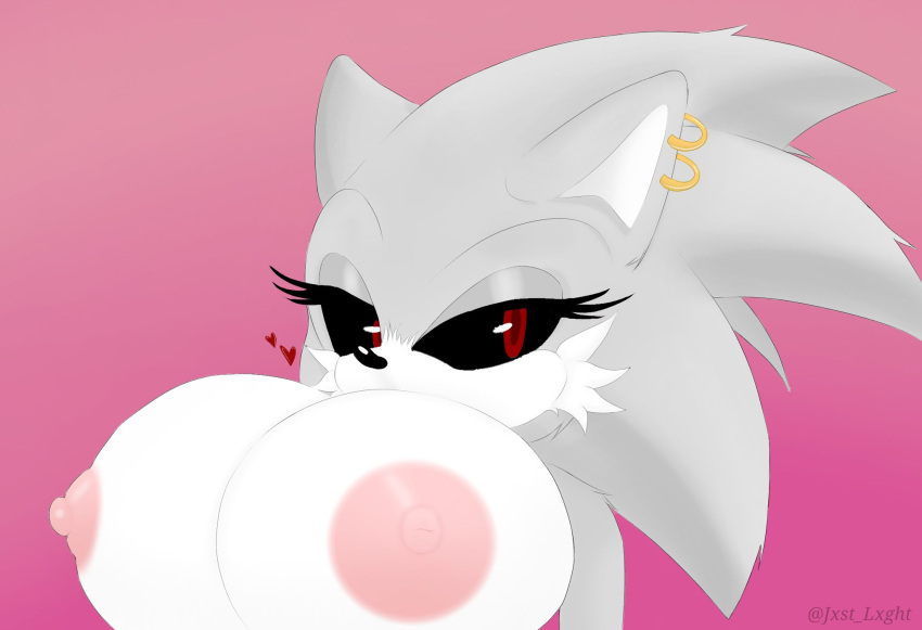 big_breasts black_sclera heart hedgehog jxst_lxght light_arkensaw_(oc) looking_at_viewer oc sonic_(series) white_fur