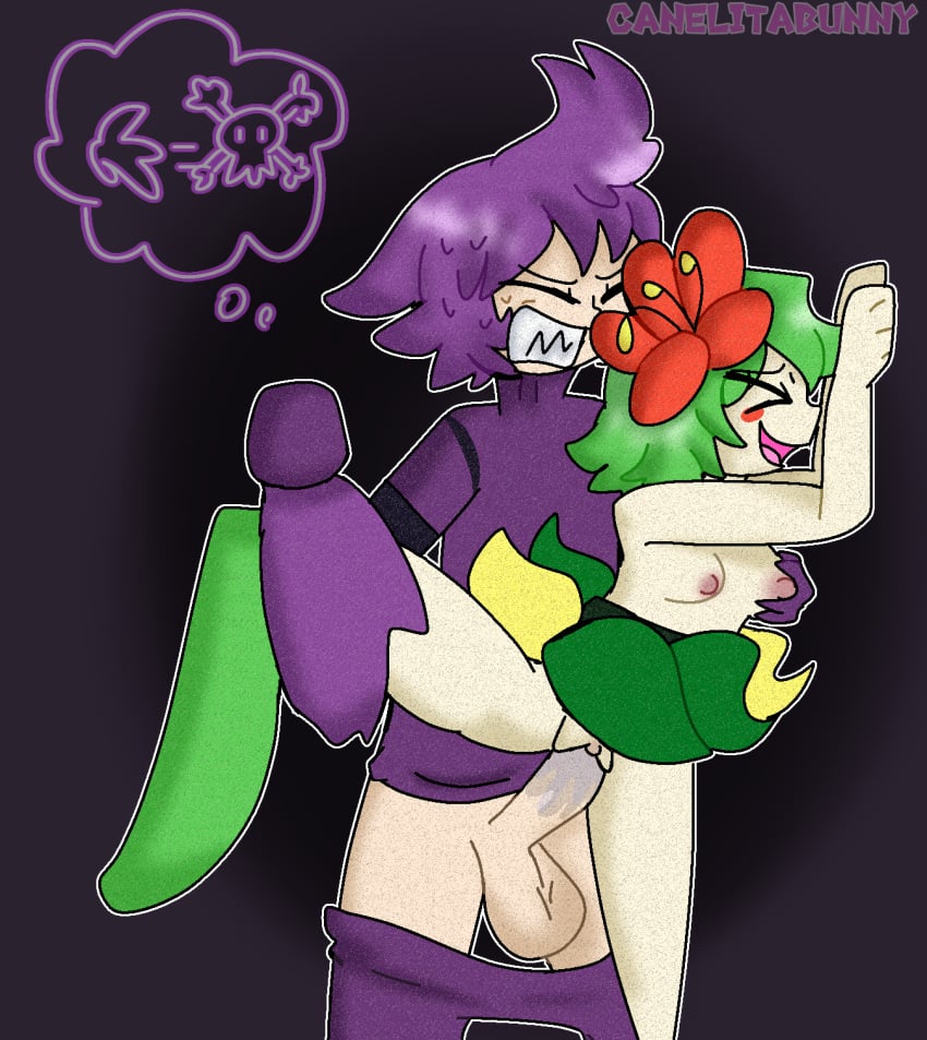 bad_anatomy bellossom canelitabunny couple crobat humanization nintendo pokemon