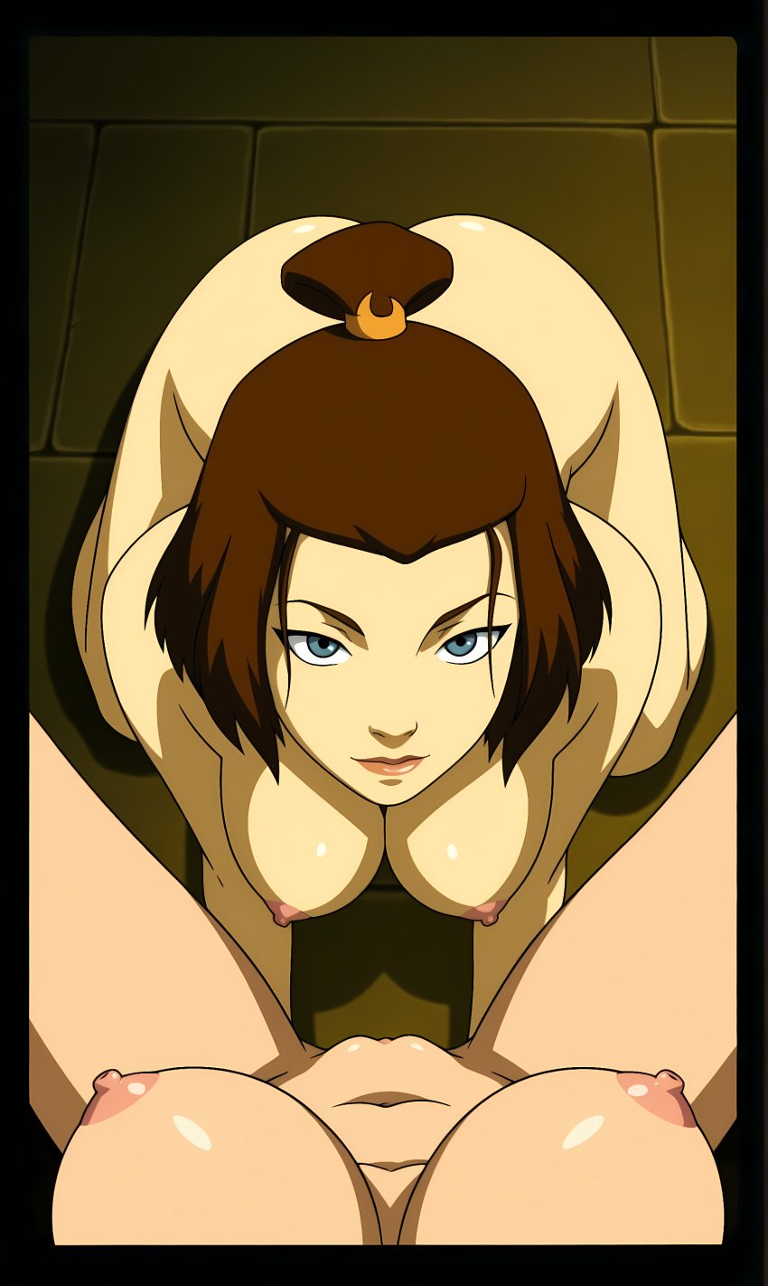 1girls ai_generated areolae avatar_the_last_airbender azula big_breasts bonnieaiart breasts female/female female_pov imminent_oral nipples nude nude_female pov solo solo_female suki tagme yuri